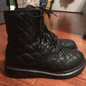 Worn black patterned dr martens